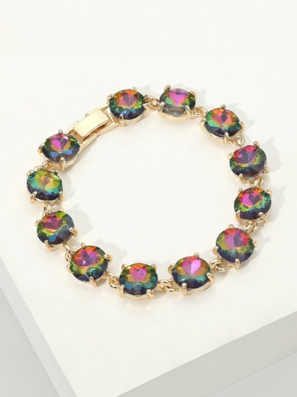 Volcano Ab boho western evening clasp Crystal rhinestone beaded Bracelet